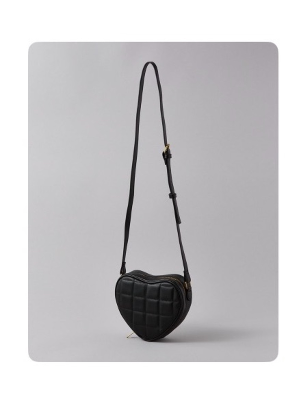 American Eagle Outfitters Black Quilted Heart Crossbody Purse